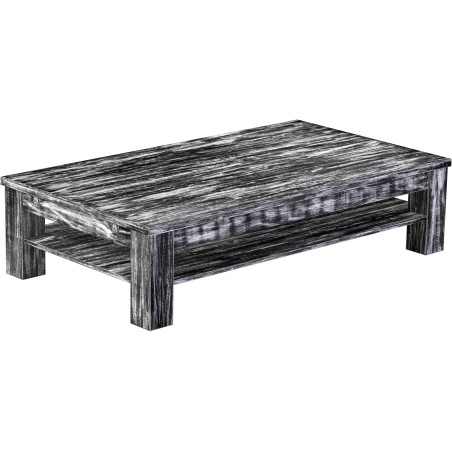 Couchtisch 160x90 Rio Classico Shabby Antik Ebenholz massiver Pinien Holztisch mit Ablage