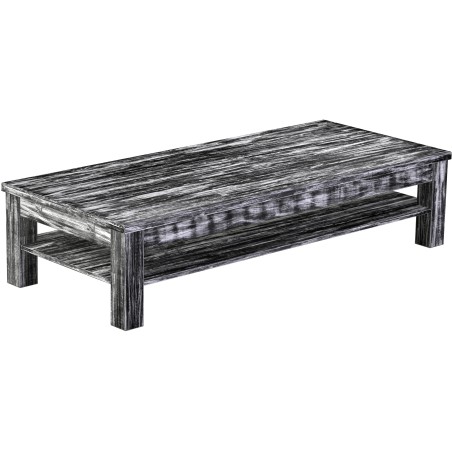 Couchtisch 170x73 Rio Classico Shabby Antik Ebenholz massiver Pinien Holztisch mit Ablage