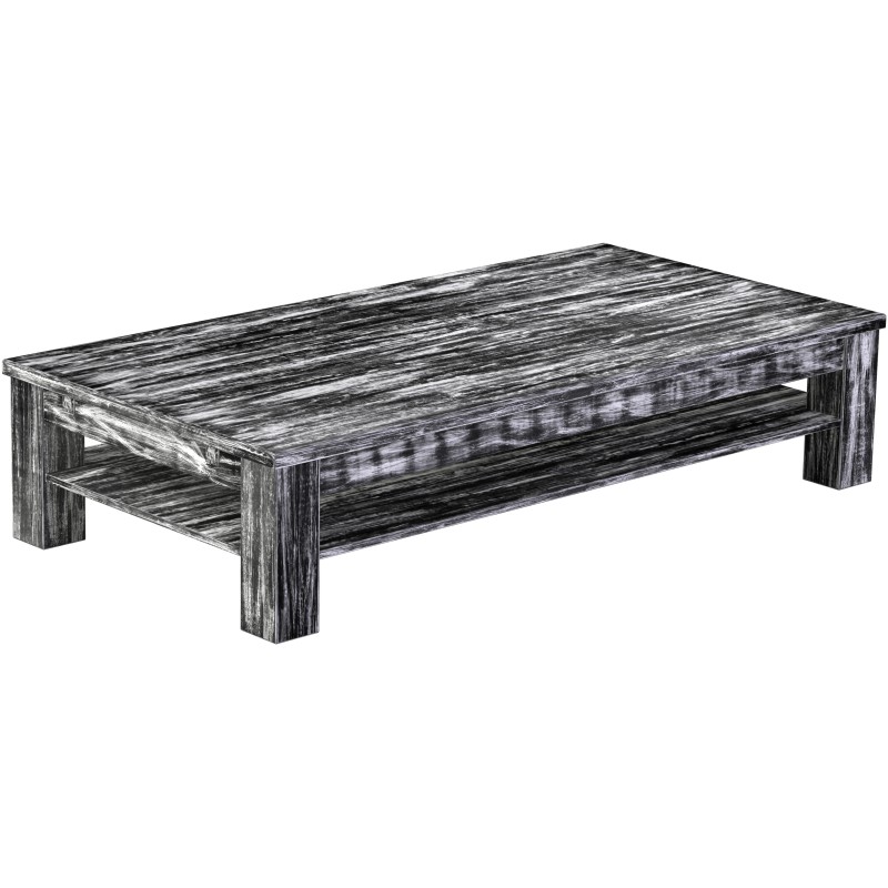 Couchtisch 180x90 Rio Classico Shabby Antik Ebenholz massiver Pinien Holztisch mit Ablage