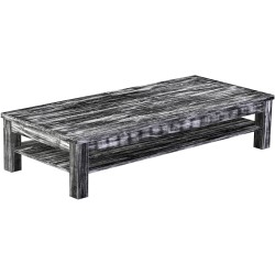 Couchtisch 180x80 Rio Classico Shabby Antik Ebenholz massiver Pinien Holztisch mit Ablage