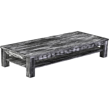 Couchtisch 208x90 Rio Classico Shabby Antik Ebenholz massiver Pinien Holztisch mit Ablage