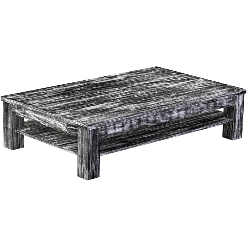 Couchtisch 160x100 Rio Classico Shabby Antik Ebenholz massiver Pinien Holztisch mit Ablage