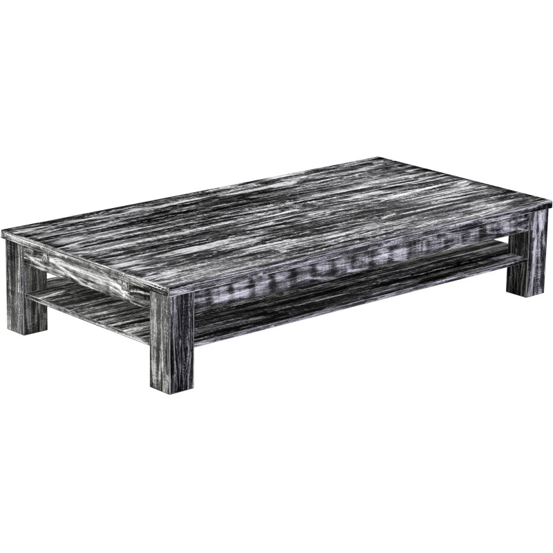 Couchtisch 200x100 Rio Classico Shabby Antik Ebenholz massiver Pinien Holztisch mit Ablage