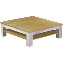 Couchtisch 120x120 Rio Classico Shabby Platte Brasil massiver Pinien Holztisch mit Ablage