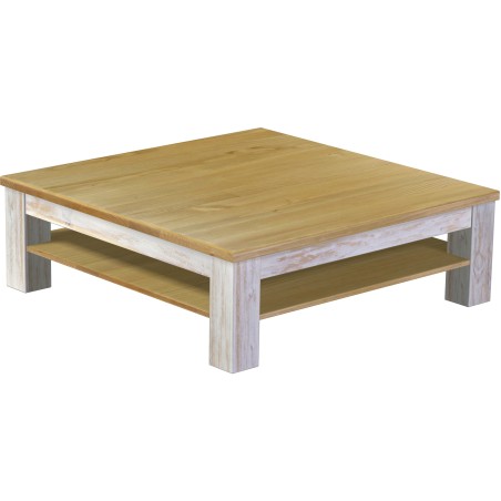 Couchtisch 120x120 Rio Classico Shabby Platte Brasil massiver Pinien Holztisch mit Ablage