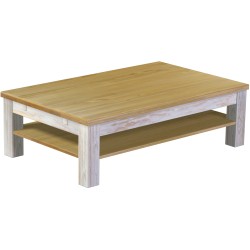 Couchtisch 130x80 Rio Classico Shabby Platte Brasil massiver Pinien Holztisch mit Ablage