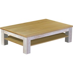 Couchtisch 140x90 Rio Classico Shabby Platte Brasil massiver Pinien Holztisch mit Ablage