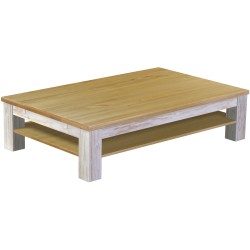 Couchtisch 160x100 Rio Classico Shabby Platte Brasil massiver Pinien Holztisch mit Ablage