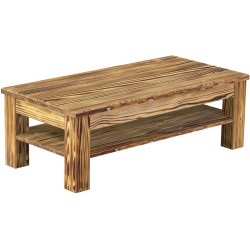 Couchtisch 115x56 Rio Classico Pinie geflammt massiver Pinien Holztisch mit Ablage