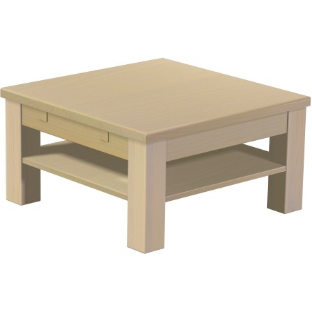 Couchtisch 73x73 Rio Classico Birke massiver Pinien Holztisch mit Ablage