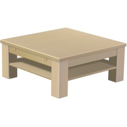 Couchtisch 90x90 Rio Classico Birke massiver Pinien Holztisch mit Ablage