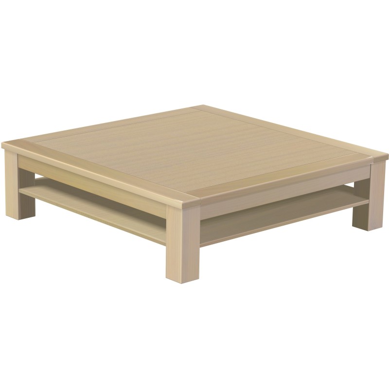 Couchtisch 140x140 Rio Classico Birke mit Ablage massive Pinie  - Tischplatte mit Sperrholzeinlage