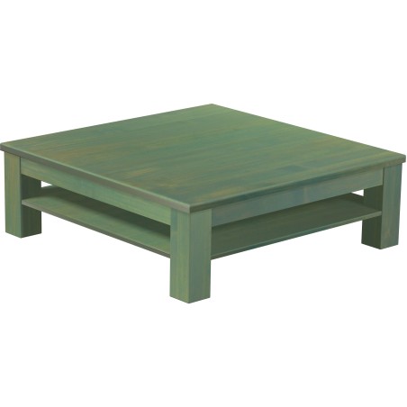 Couchtisch 120x120 Rio Classico Bambus mintgruen massiver Pinien Holztisch mit Ablage