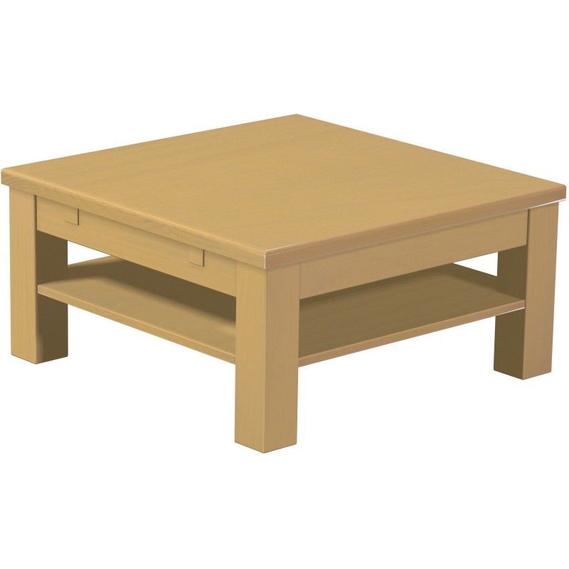 Couchtisch 80x80 Rio Classico Sand massiver Pinien Holztisch mit Ablage