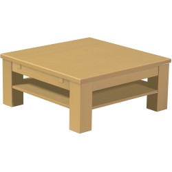 Couchtisch 90x90 Rio Classico Sand massiver Pinien Holztisch mit Ablage