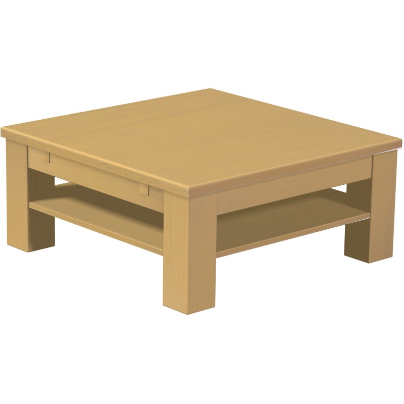 Couchtisch 90x90 Rio Classico Sand massiver Pinien Holztisch mit Ablage