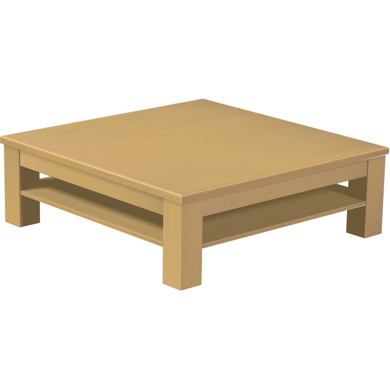 Couchtisch 120x120 Rio Classico Sand massiver Pinien Holztisch mit Ablage