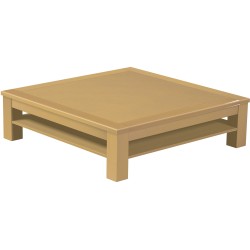 Couchtisch 140x140 Rio Classico Sand mit Ablage massive Pinie  - Tischplatte mit Sperrholzeinlage