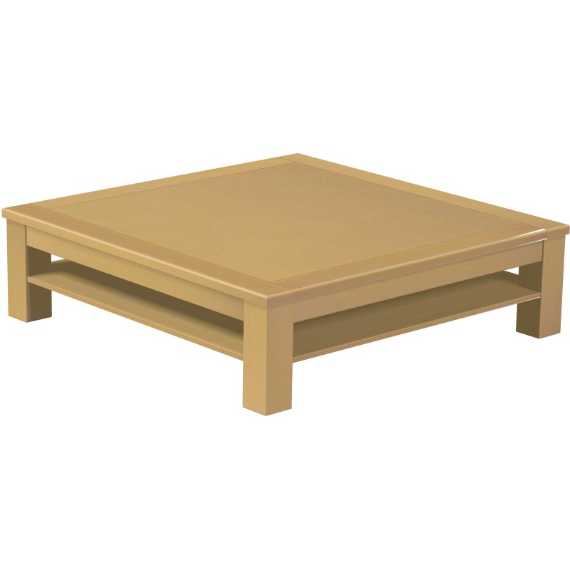 Couchtisch 140x140 Rio Classico Sand mit Ablage massive Pinie  - Tischplatte mit Sperrholzeinlage
