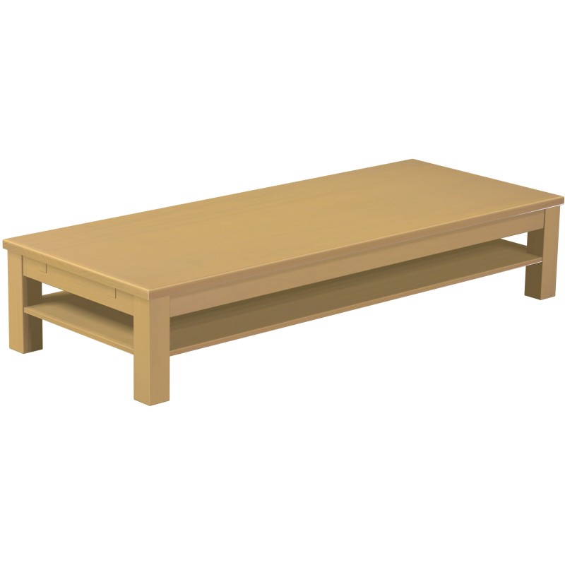 Couchtisch 200x80 Rio Classico Sand massiver Pinien Holztisch mit Ablage