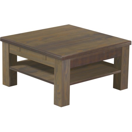 Couchtisch 73x73 Rio Classico Graphitgrau massiver Pinien Holztisch mit Ablage