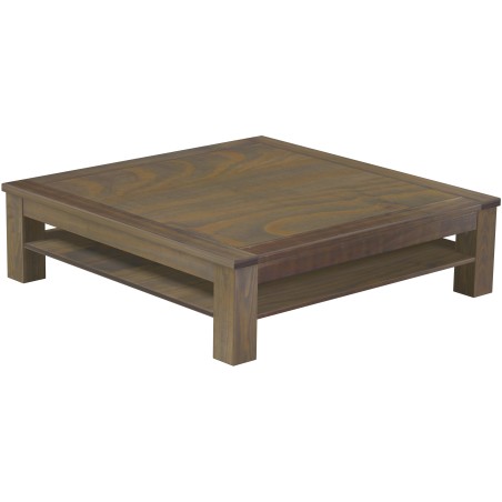 Couchtisch 140x140 Rio Classico Graphitgrau mit Ablage massive Pinie  - Tischplatte mit Sperrholzeinlage