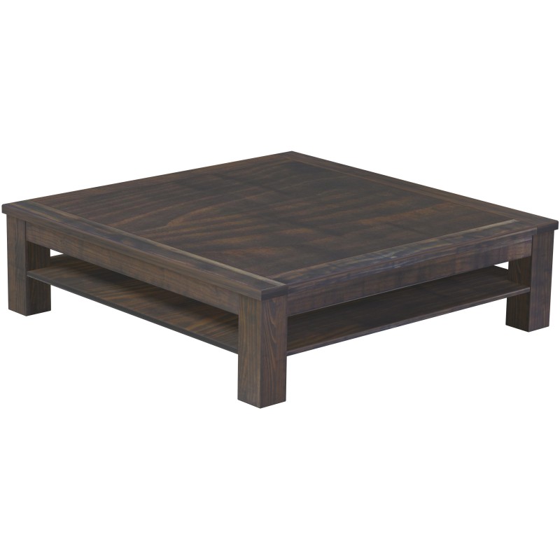Couchtisch 140x140 Rio Classico Granitgrau mit Ablage massive Pinie  - Tischplatte mit Sperrholzeinlage