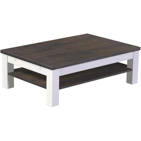 Couchtisch 120x80 Rio Classico Granitgrau Weiss massiver Pinien Holztisch mit Ablage