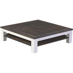 Couchtisch 140x140 Rio Classico Granitgrau Weiss mit Ablage massive Pinie  - Tischplatte mit Sperrholzeinlage