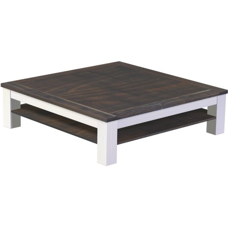 Couchtisch 140x140 Rio Classico Granitgrau Weiss mit Ablage massive Pinie  - Tischplatte mit Sperrholzeinlage