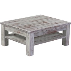 Couchtisch 90x73 Rio Classico Shabby Nussbaum massiver Pinien Holztisch mit Ablage