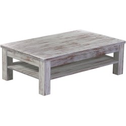 Couchtisch 120x73 Rio Classico Shabby Nussbaum massiver Pinien Holztisch mit Ablage