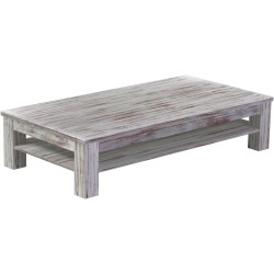 Couchtisch 180x90 Rio Classico Shabby Nussbaum massiver Pinien Holztisch mit Ablage