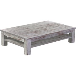 Couchtisch 160x100 Rio Classico Shabby Nussbaum massiver Pinien Holztisch mit Ablage