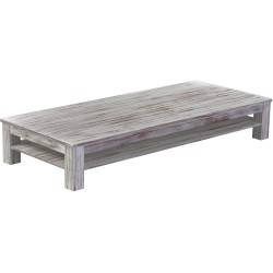 Couchtisch 240x100 Rio Classico Shabby Nussbaum massiver Pinien Holztisch mit Ablage