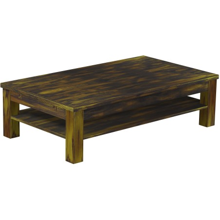 Couchtisch 140x80 Rio Classico Goldmix massiver Pinien Holztisch mit Ablage