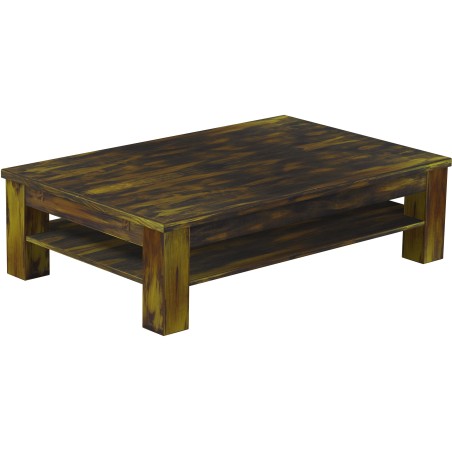 Couchtisch 140x90 Rio Classico Goldmix massiver Pinien Holztisch mit Ablage