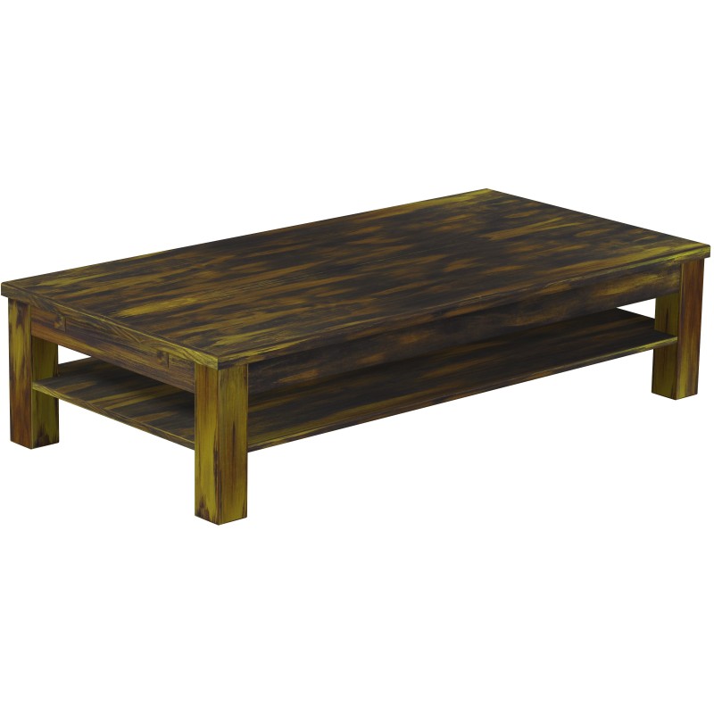 Couchtisch 160x80 Rio Classico Goldmix massiver Pinien Holztisch mit Ablage