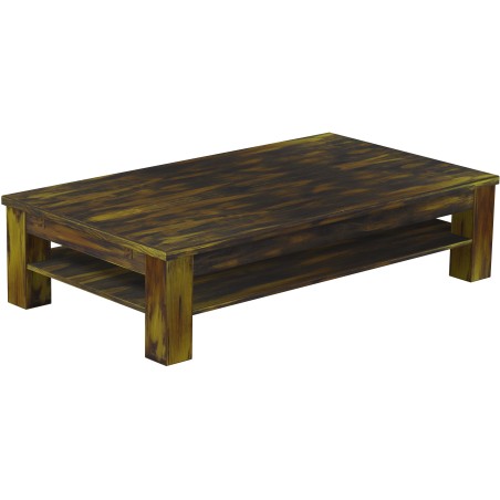 Couchtisch 160x90 Rio Classico Goldmix massiver Pinien Holztisch mit Ablage