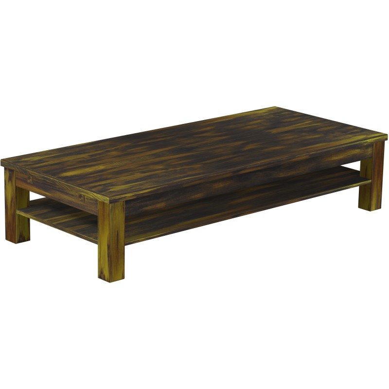Couchtisch 180x80 Rio Classico Goldmix massiver Pinien Holztisch mit Ablage