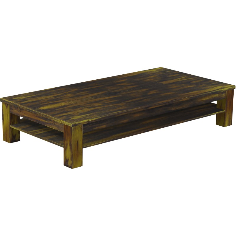 Couchtisch 200x100 Rio Classico Goldmix massiver Pinien Holztisch mit Ablage