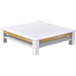 Couchtisch 140x140 Rio Classico Snow Brasil mit Ablage massive Pinie  - Tischplatte mit Sperrholzeinlage