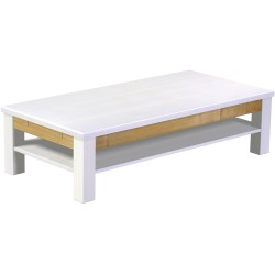 Couchtisch 150x73 Rio Classico Snow Brasil massiver Pinien Holztisch mit Ablage