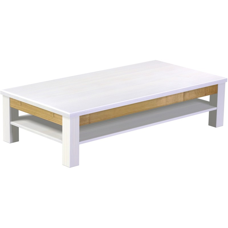 Couchtisch 160x80 Rio Classico Snow Brasil massiver Pinien Holztisch mit Ablage