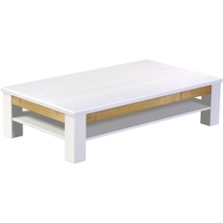 Couchtisch 160x90 Rio Classico Snow Brasil massiver Pinien Holztisch mit Ablage