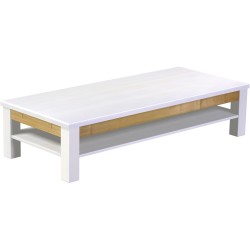 Couchtisch 170x73 Rio Classico Snow Brasil massiver Pinien Holztisch mit Ablage