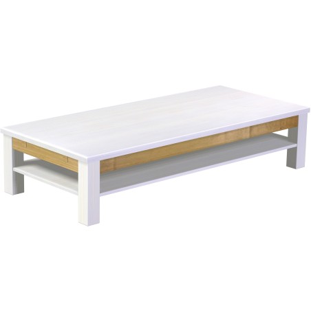 Couchtisch 180x80 Rio Classico Snow Brasil massiver Pinien Holztisch mit Ablage