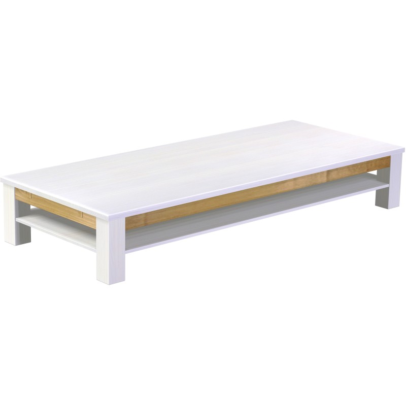 Couchtisch 240x100 Rio Classico Snow Brasil massiver Pinien Holztisch mit Ablage