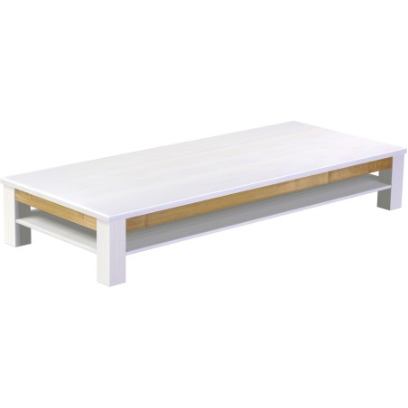 Couchtisch 240x100 Rio Classico Snow Brasil massiver Pinien Holztisch mit Ablage