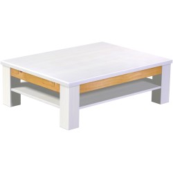 Couchtisch 120x90 Rio Classico Snow Honig massiver Pinien Holztisch mit Ablage